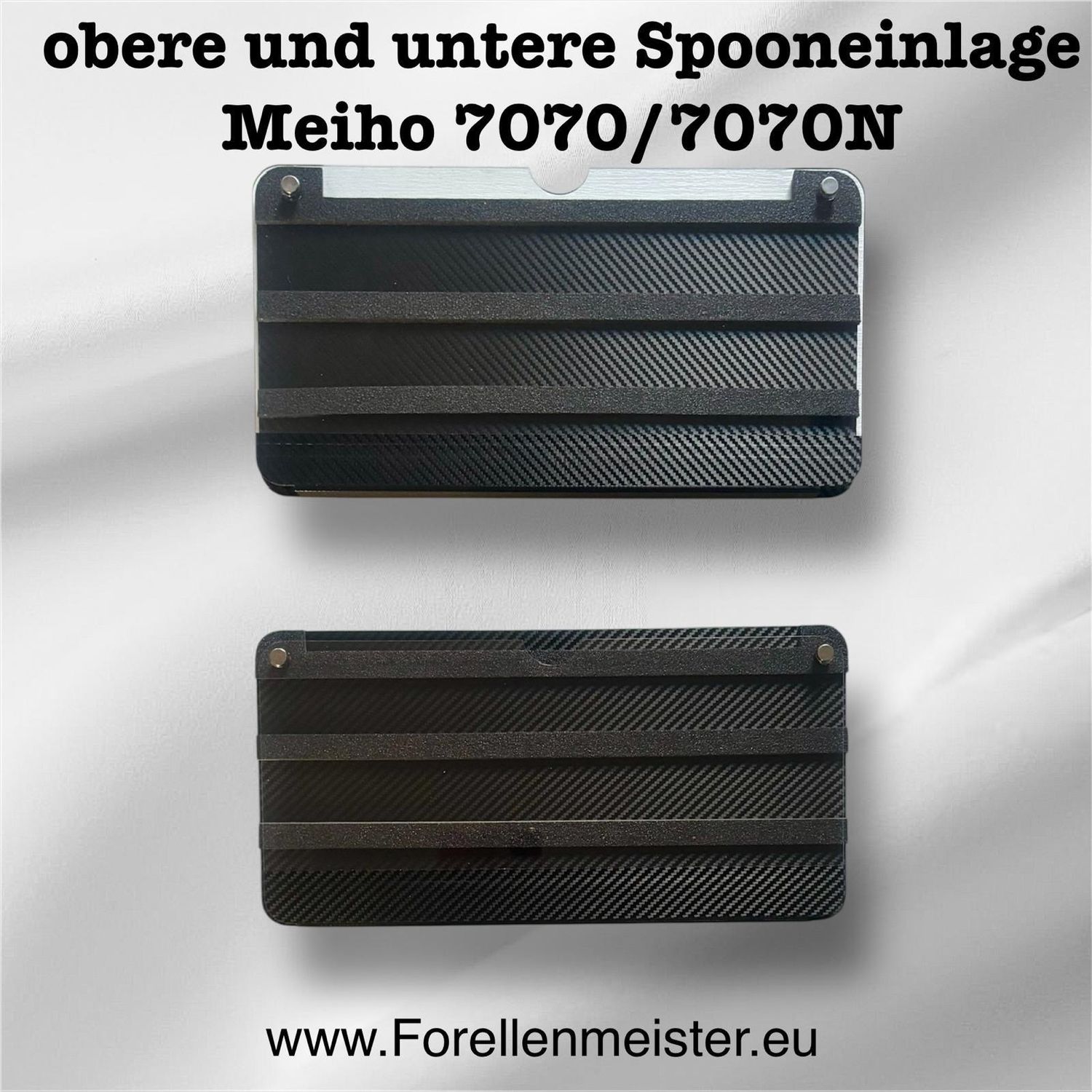 Spooneinlagenset für oben und unten für originale Meiho7070 und 7070N passend zu schwarzen Rutenhaltern