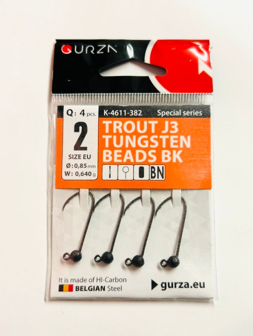 Gurza Trout J3 Tungstenhaken mit Widerhaken  #2 (black) 0,85mm / 0,64g
