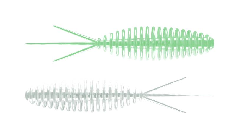 8 Stück Libra Lures Turbo Worm 000 Glow UV Green in 56mm (Cheese)