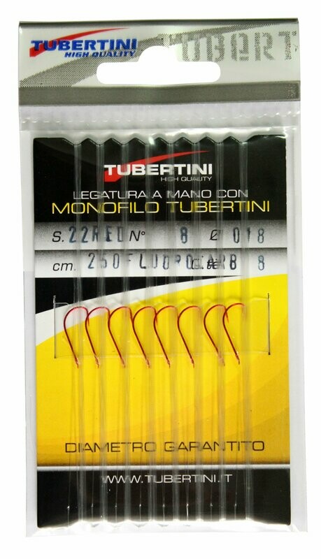 Haken S22 rot gebunden Gr.08 / 0.18 / 250cm Haken S22 rot gebunden Gr.08 / 0.18 / 250cm
