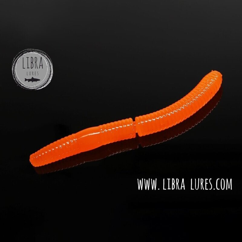 10 Stück Libra Lures Fatty D Worm 011 Hot Orange in 65mm (Cheese)