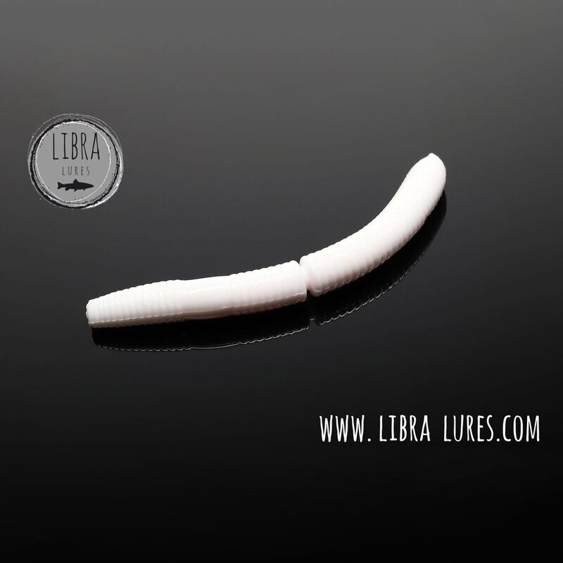 10 Stück Libra Lures Fatty D Worm 001 White in 65mm (Cheese)