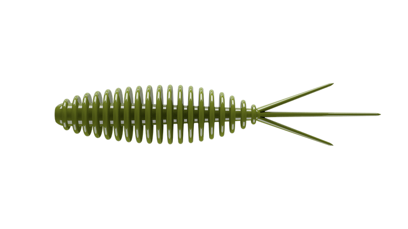 8 Stück Libra Lures Turbo Worm 031 olive in 56mm (Cheese)