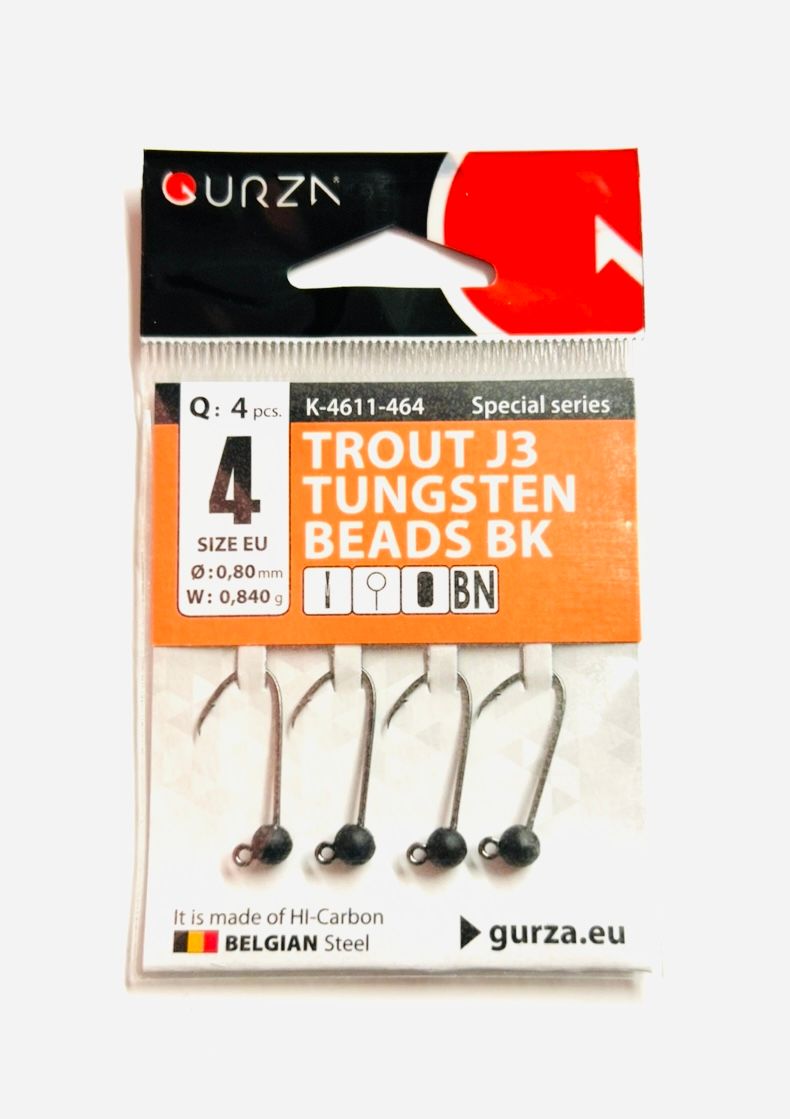 Gurza Trout J3 Tungstenhaken mit Widerhaken #4 (black) 0,8mm / 0,84g