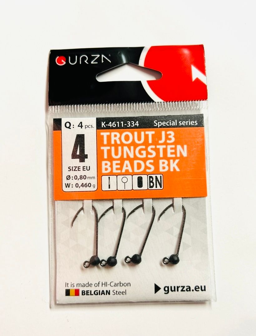 Gurza Trout J3 Tungstenhaken mit Widerhaken #4 (black) 0,8mm / 0,46g