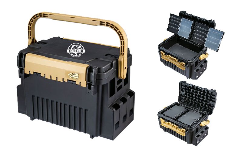 Area UL-System Box Meiho VS-7090A Meiho VS-7090A Angelkasten schwarz/ocker, robuste Tackle Box für Forellen- & Area-Fishing mit Transform A System