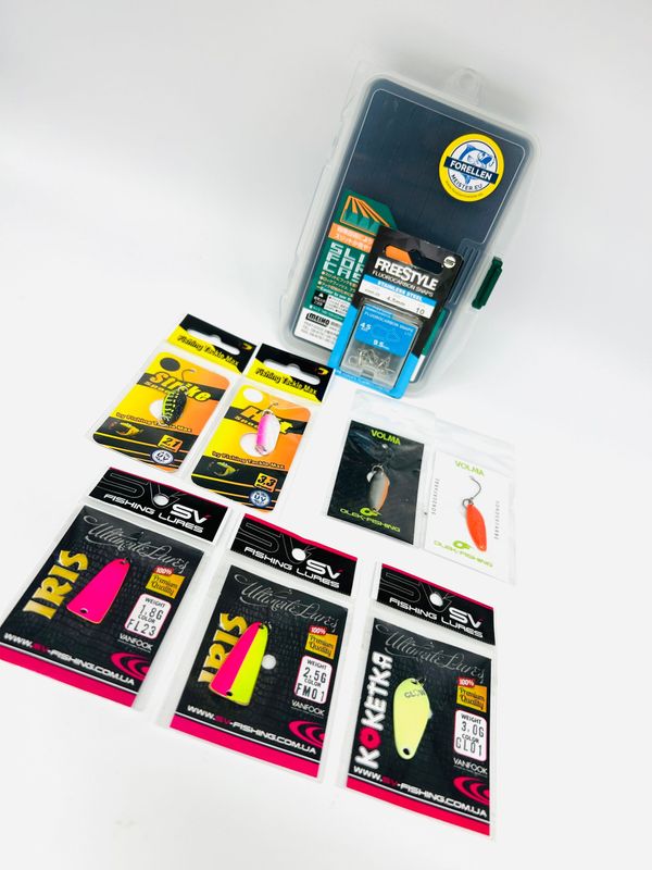 Forellen Starter Set mit 7 Spoons, Box und Snap – ideal für Anfänger im Ultra Light Angeln auf Forellen