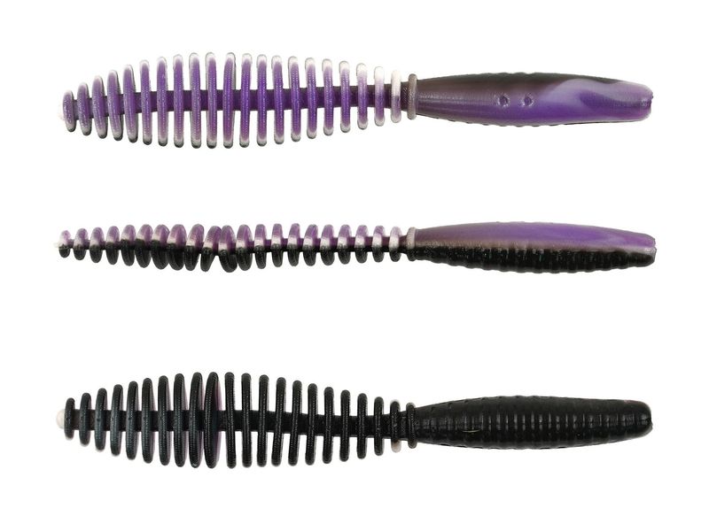Troutmaster Leech 75mm Knoblauch Plum Forellenköder 8 Stück Trout Master Leech 75 Gummiköder für Forellen, 7,5 cm, mit Knoblaucharoma für UL-Angeln und Micro Jigs