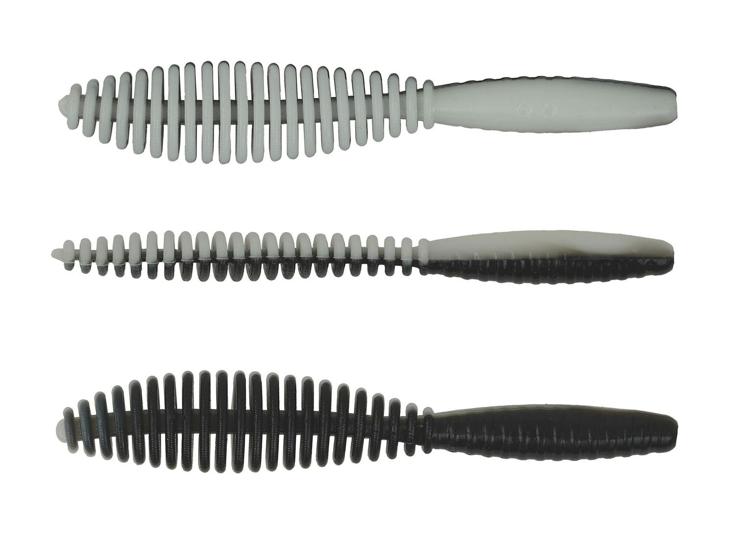 Troutmaster Leech 75mm Knoblauch Black & Wihite Forellenköder 8 Stück Trout Master Leech 75 Gummiköder für Forellen, 7,5 cm, mit Knoblaucharoma für UL-Angeln und Micro Jigs