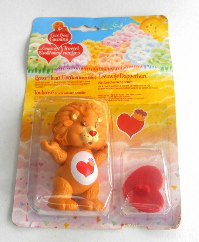 Vintage 1985 Care Bears ~ BRAVE HEART LION ~ Poseable Figure on Card