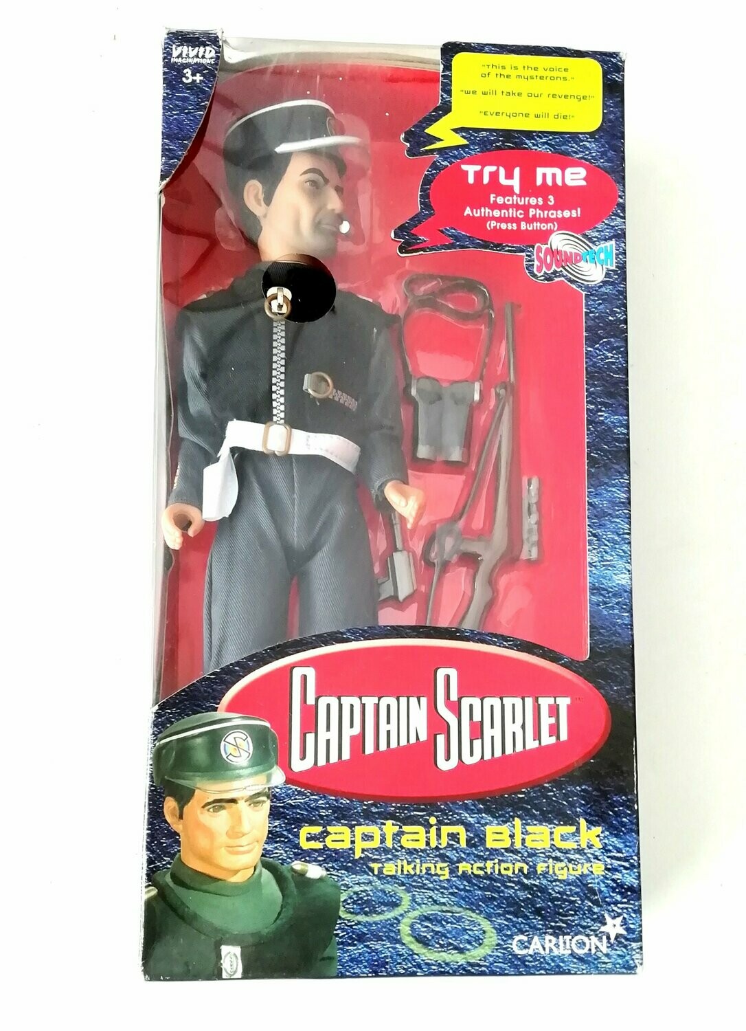 Vintage 2001 Vivid Toys ~ Captain Scarlet ~ CAPTAIN BLACK ~ 12" Talking Doll