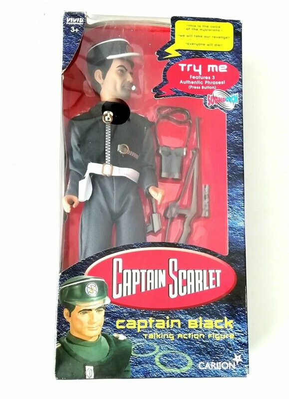 Vintage 2001 Vivid Toys ~ Captain Scarlet ~ CAPTAIN BLACK ~ 12" Talking Doll