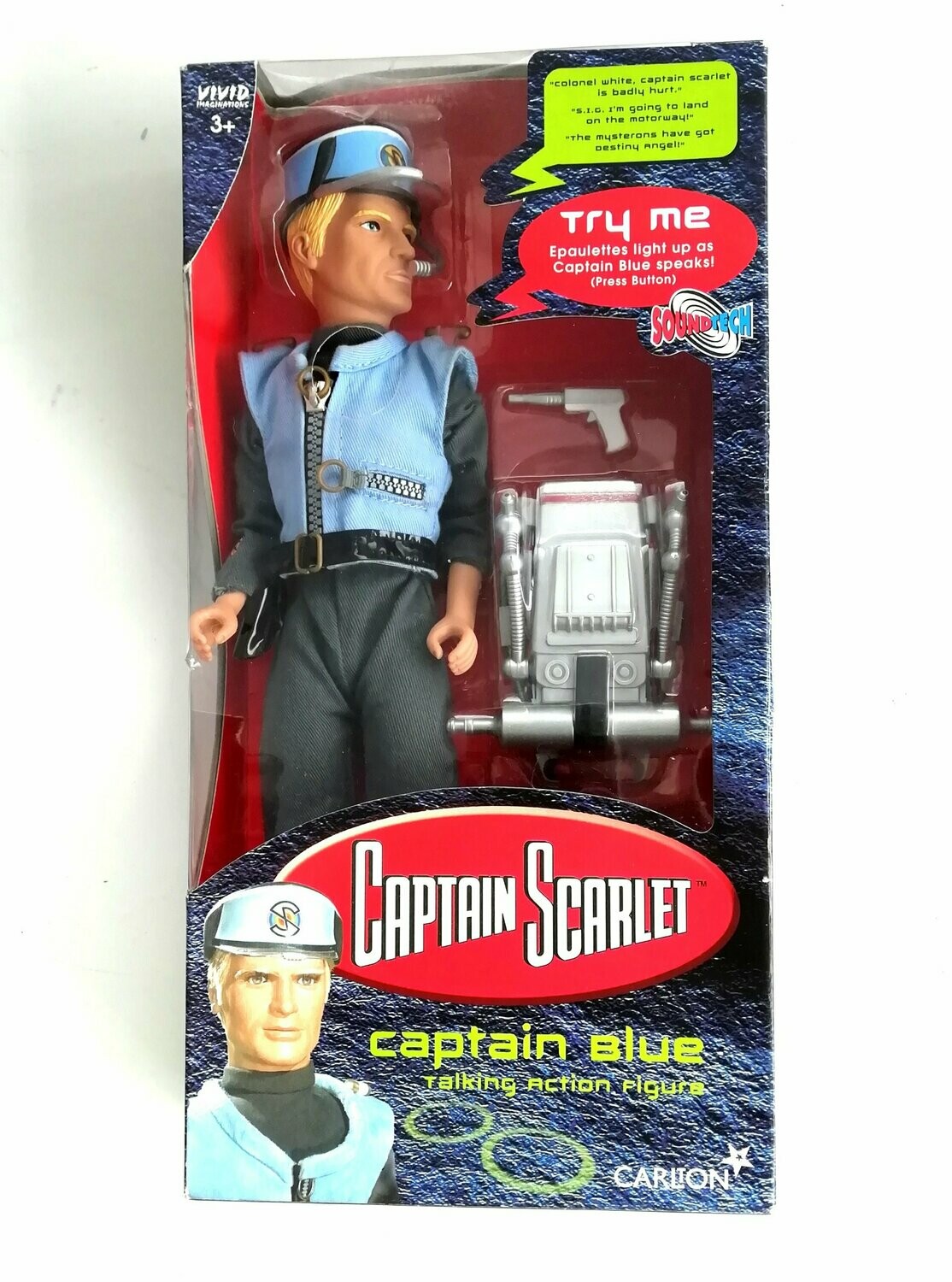 Vintage 2001 Vivid Toys ~ Captain Scarlet ~ CAPTAIN BLUE ~ 12" Talking Doll