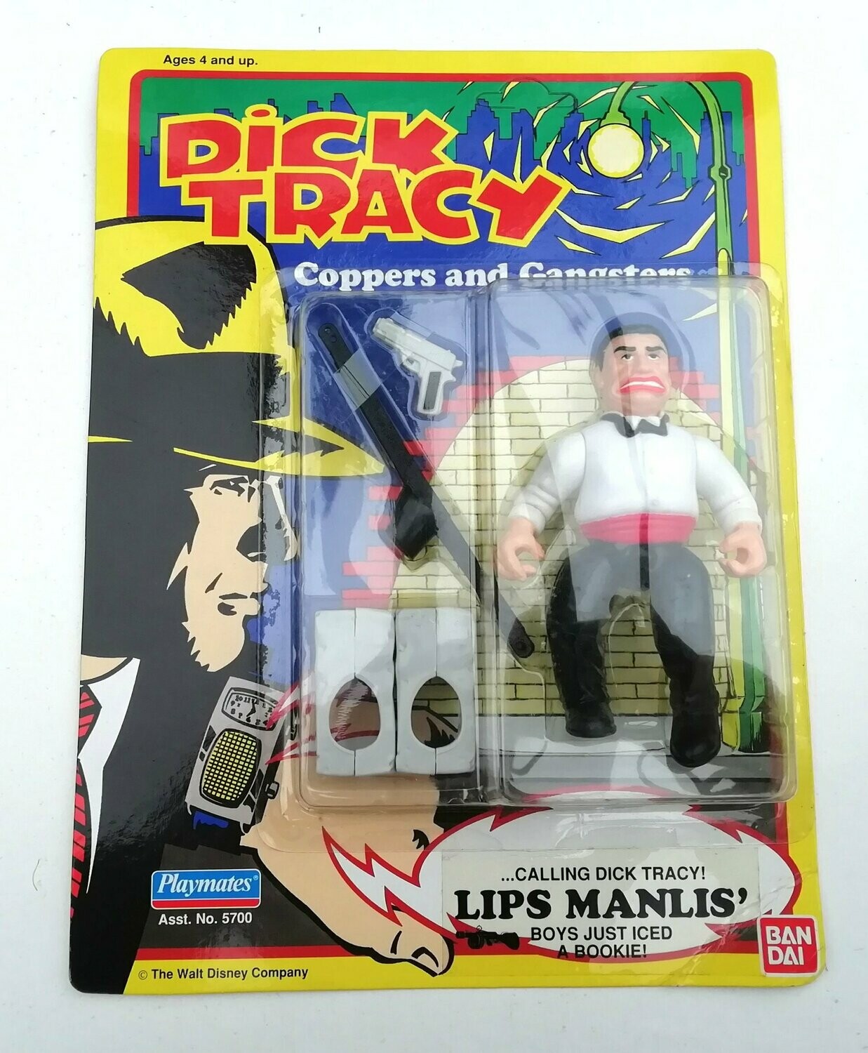 1990 Bandai / Playmates - Dick Tracy - LIPS MANLIS - 5" Action Figure - Carded MOC