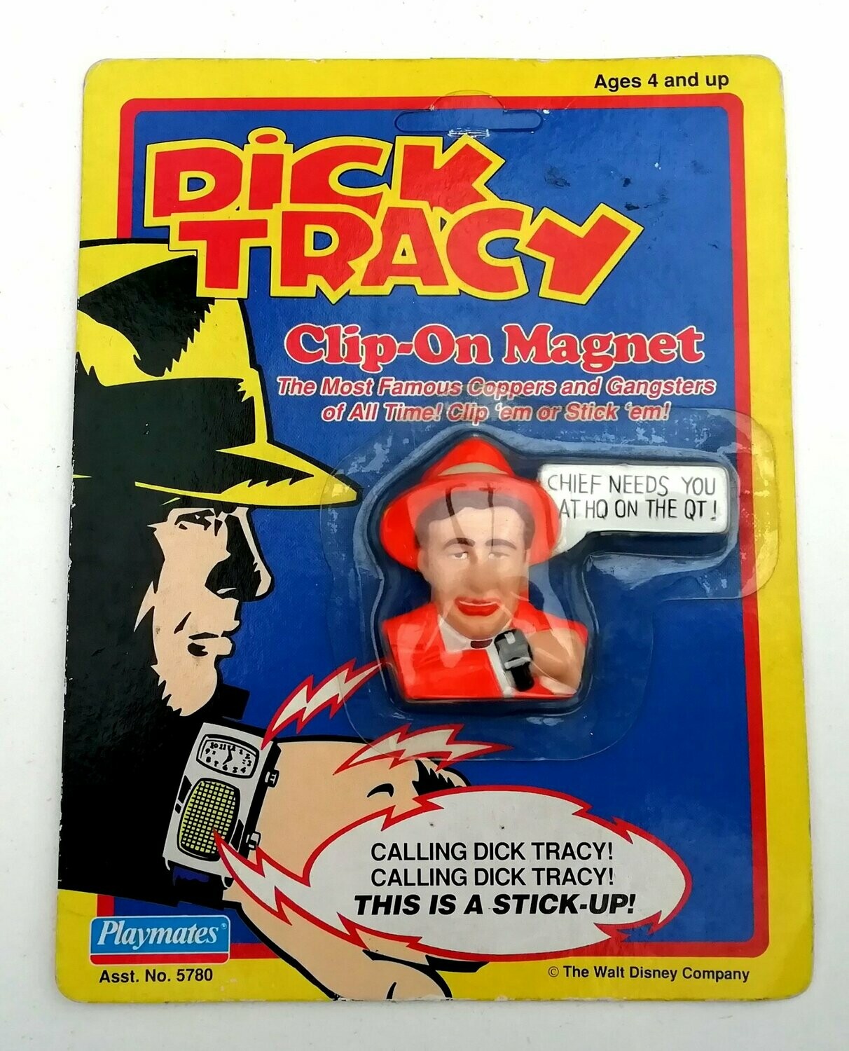 1990 Bandai / Playmates - Dick Tracy - SAM CATCHUM - 2" Clip-on Magnet - Carded MOC