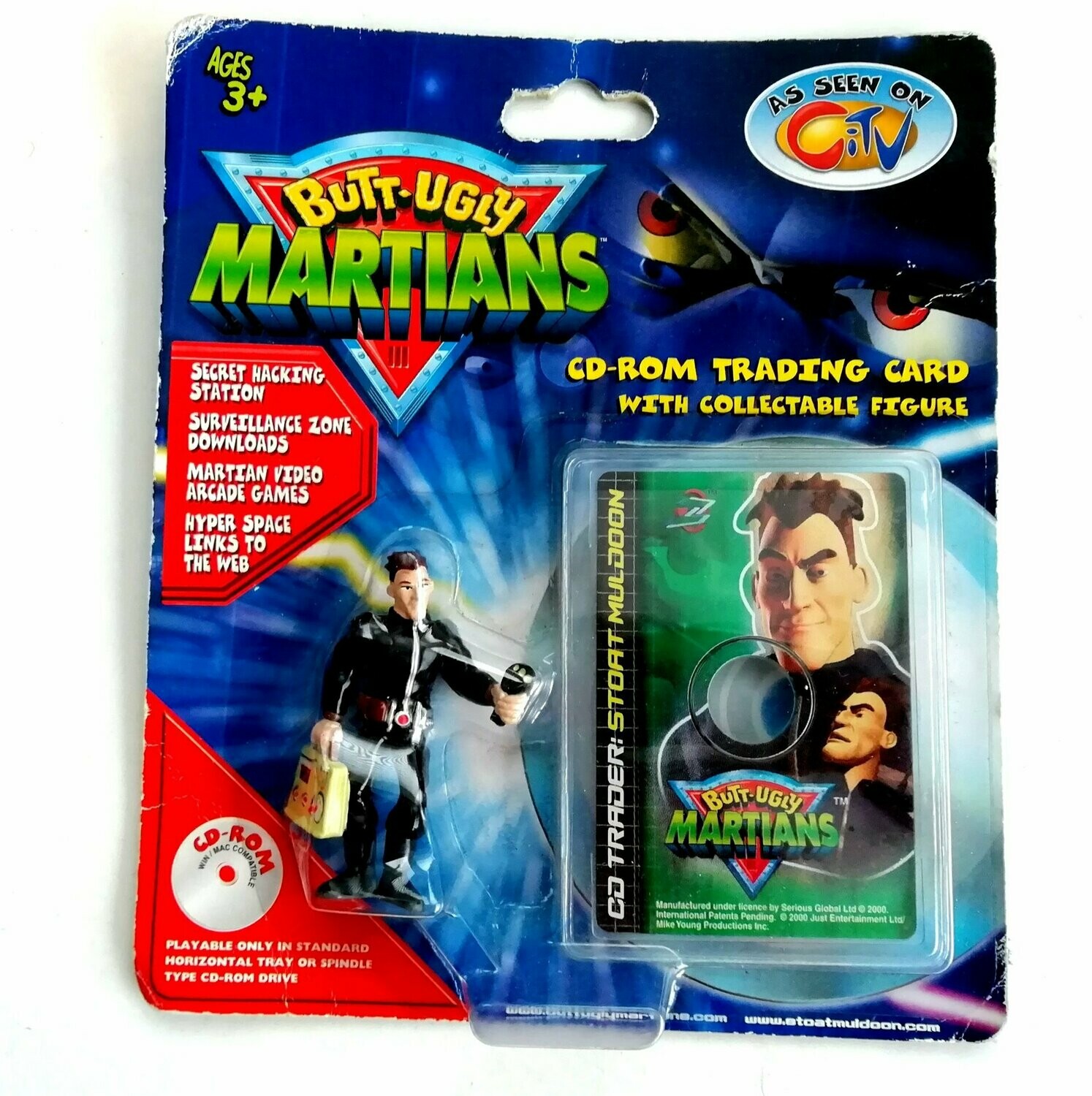 Vintage 2000 Butt-Ugly Martians ~ STOAT MULDOON FIGURE & CD ROM TRADING CARD ~ New