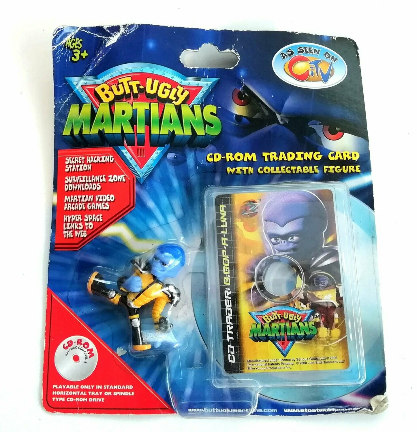 Vintage 2000 Butt-Ugly Martians ~ MIKEY FIGURE & CD ROM TRADING CARD ~ New