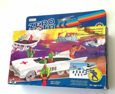 1990 Bluebird Toys - Zero Hour ~ ZB6 ZB7 ZB8 UAV AMBULANCE, LANDING CRAFT & JETSKI