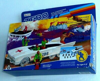 1990 Bluebird Toys - Zero Hour ~ ZB6 ZB7 ZB8 UAV AMBULANCE, LANDING CRAFT & JETSKI