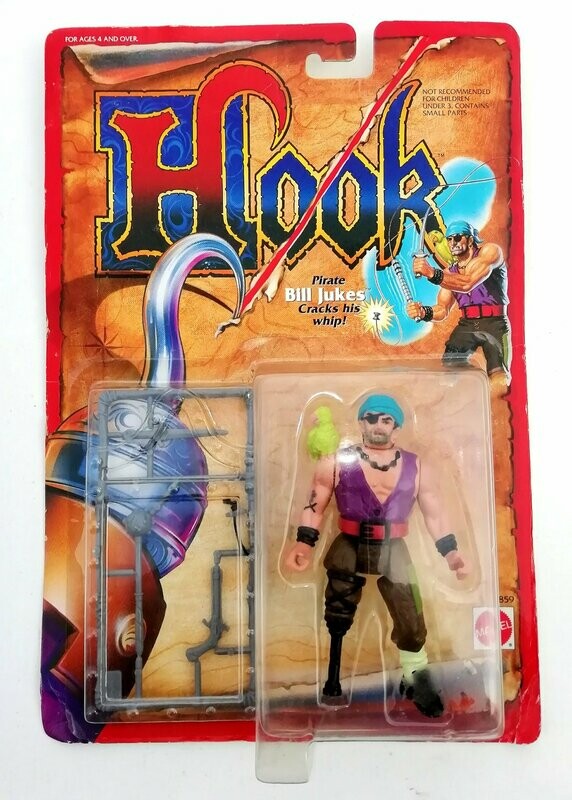 Vintage 1991 Mattel Toys - Hook ~ Peter Pan ~ BILL JUKES ~ New  on Card MOC