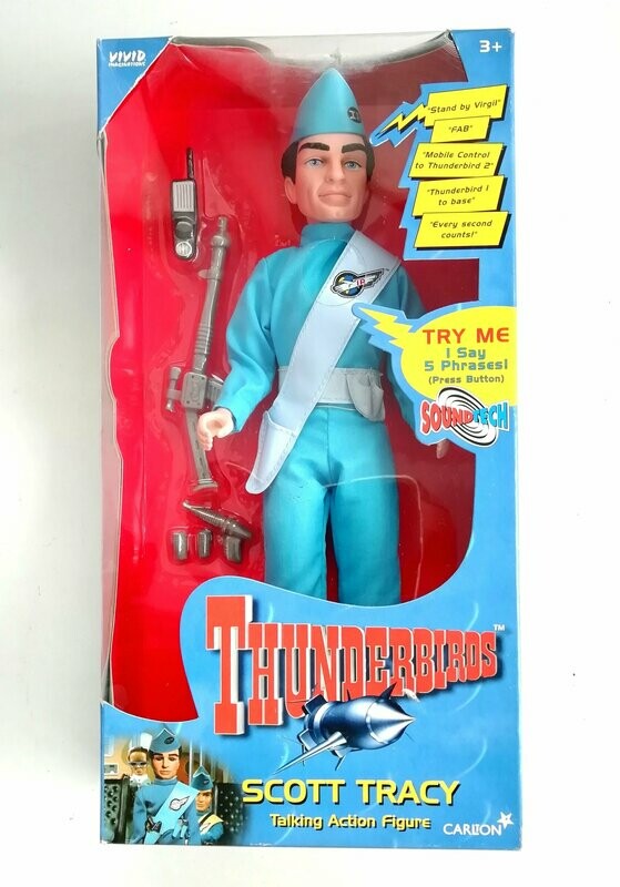 Vintage 1999 Vivid Toys ~ Thunderbirds ~ SCOTT TRACY ~ 12" Talking Doll