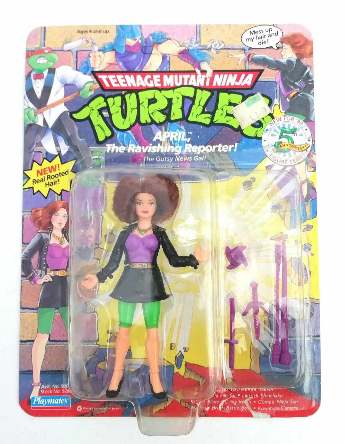 Vintage 1992 Playmates Toys - TMNT ~ RAVISHING REPORTER APRIL~ New on Card