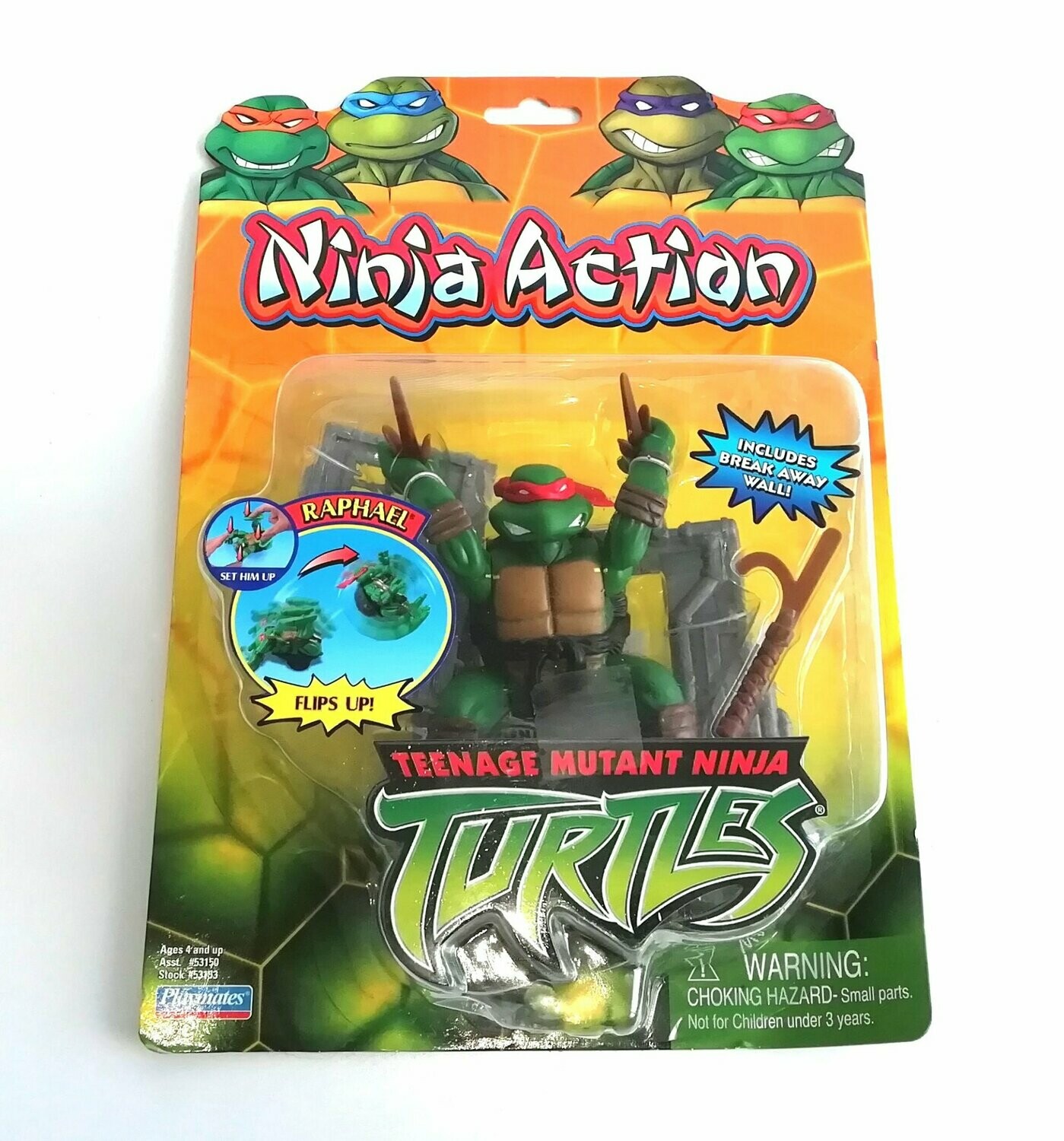 Vintage 2004 Playmates Toys ~ TMNT Flip-ups ~ RAPHAEL ~ New MOC MIB