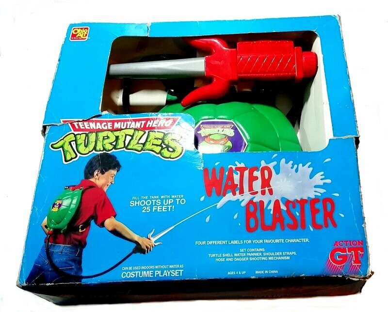 Vintage 1980's / 90's Child Size ~ TMNT ~ WATER BLASTER ~ Shell Backpack - Boxed