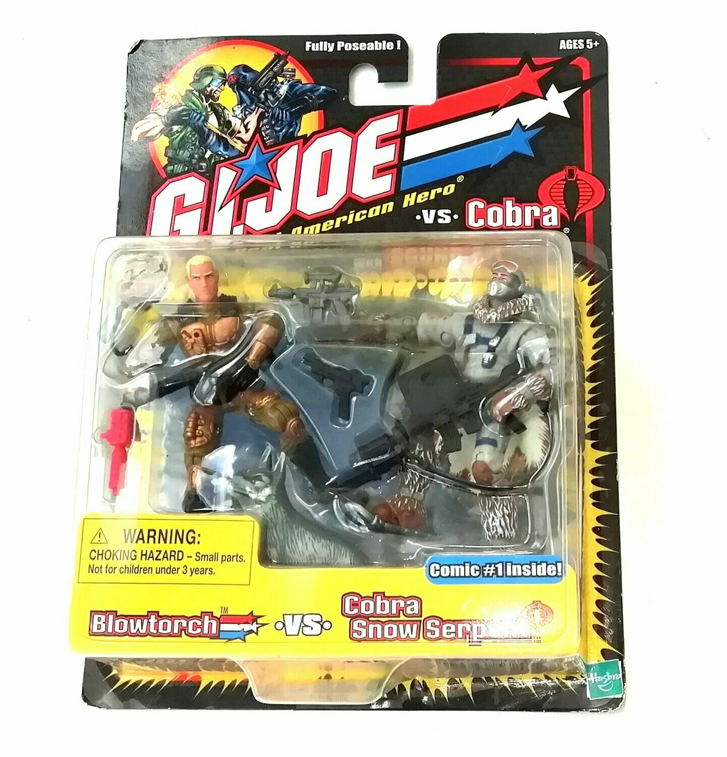 G.I. Joe ~ BLOWTORCH vs' COBRA SNOW SERPENT 2002 Hasbro Toys  ~ New on Card