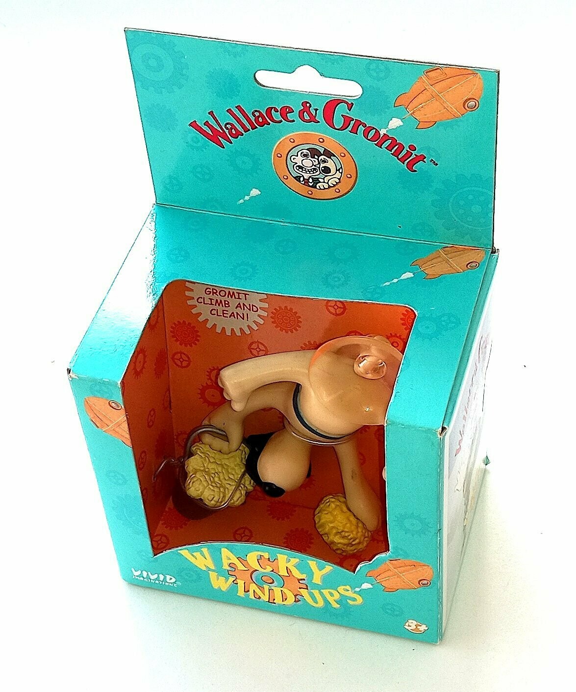 1989 Vivid ~ Wallace & Gromit Ltd ~ Wacky Wind-ups ~ GROMIT WINDOW CLEANER