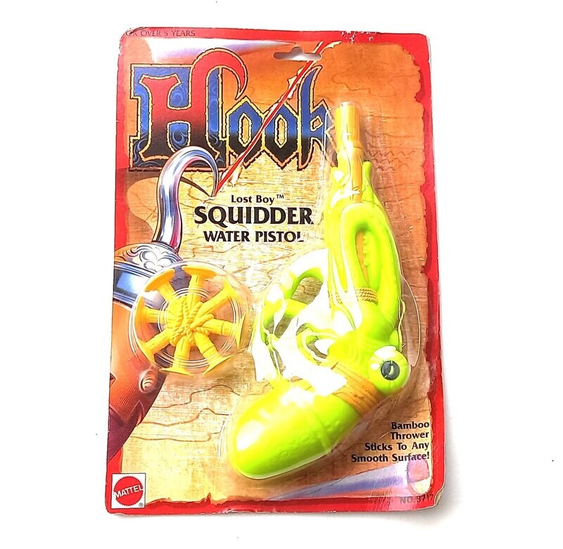 Vintage 1991 Mattel Toys - Hook ~ Peter Pan ~ SQUIDDER Water Pistol ~ New on Card MOC