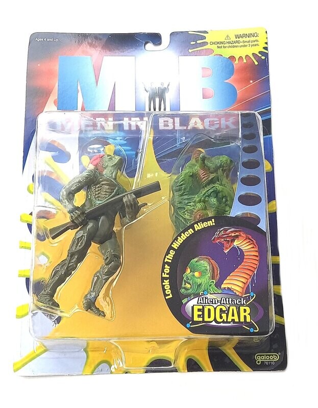 Vintage 1997 Galoob Toys - Men in Black - ALIEN ATTACK EDGAR - Action Figure MOC