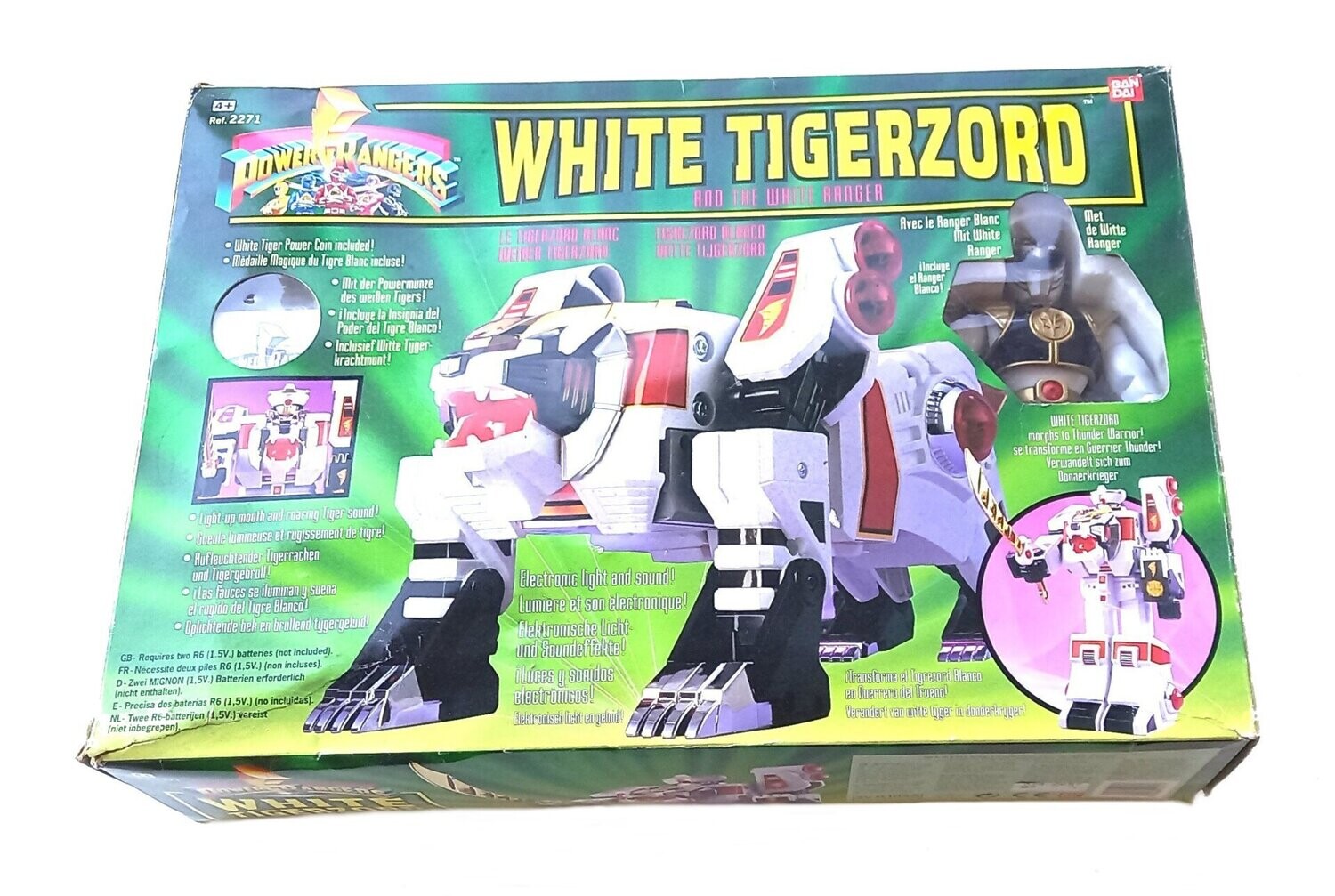 Power Rangers WHITE TIGERZORD with Ranger - 1993 Bandai Toys