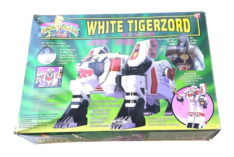 Power Rangers WHITE TIGERZORD with Ranger - 1993 Bandai Toys