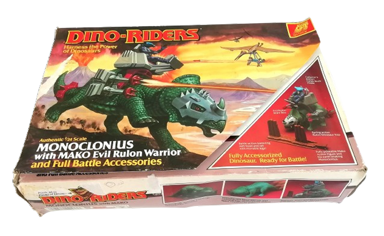 Dino Riders MONOCLONIUS with MAKO Evil Rulon Warrior ~ 1987 Tyco Toys