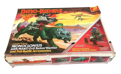 Dino Riders MONOCLONIUS with MAKO Evil Rulon Warrior ~ 1987 Tyco Toys