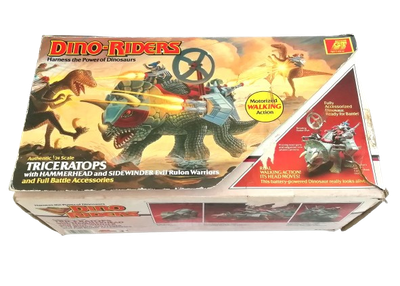 Dino Riders TRICERATOPS with HAMMERHEAD & SIDEWINDER Evil Rulon ~ 1987 Tyco Toys Dino Riders TRICERATOPS with HAMMERHEAD & SIDEWINDER Evil Rulon ~ 1987 Tyco Toys