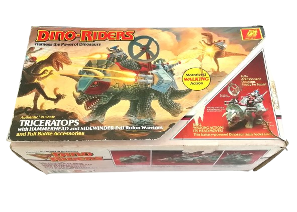 Dino Riders TRICERATOPS with HAMMERHEAD & SIDEWINDER Evil Rulon ~ 1987 Tyco Toys