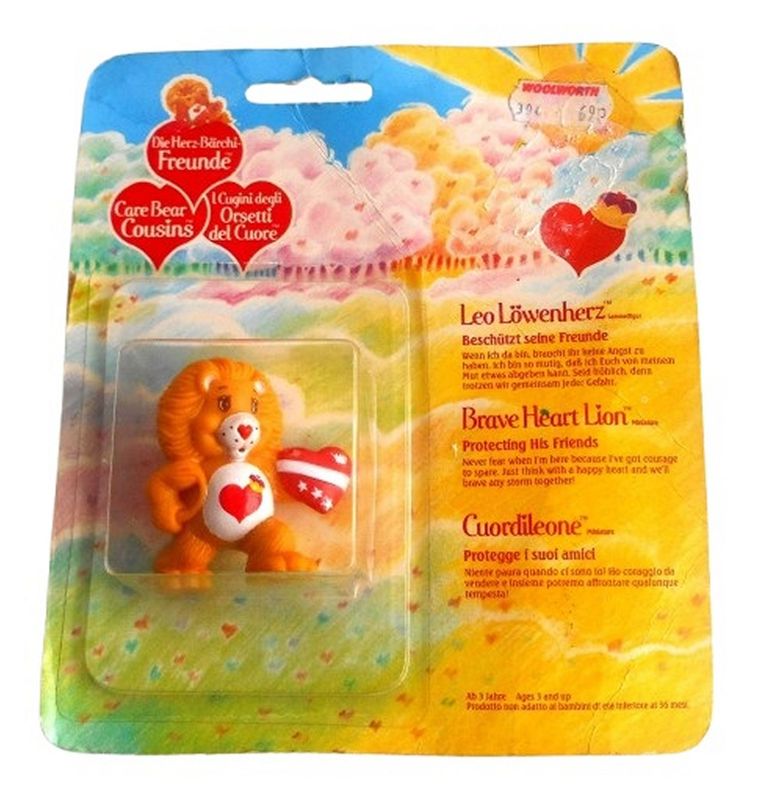 Vintage 1986 Care Bears BRAVE HEART LION Mini Figure on Card