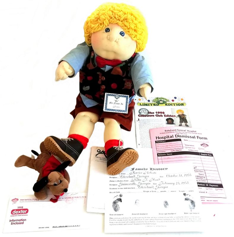 Cabbage Patch Dolls Collectors Club DEXTER & Birth Certificate - 1998 Soft Sculpt Doll *SUPER RARE* Cabbage Patch Dolls Collectors Club DEXTER & Birth Certificate - 1998 Soft Sculpt Doll *SUPER RARE*