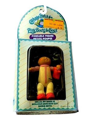 Cabbage Patch Poseable Dolls RICKIE BETH & Birth Certificate - Vintage 1984 Grand Toys