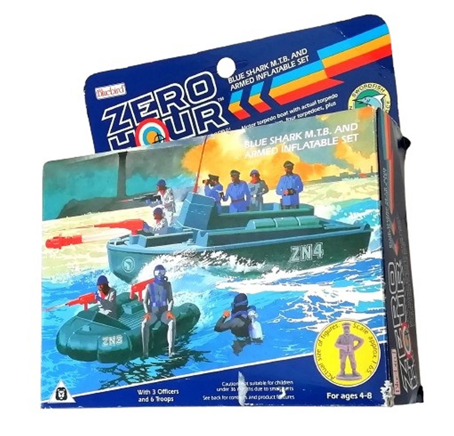 Bluebird Zero Hour ZN3 ZN4 Blue Shark M.T.B. & Armed Inflatable - Vintage 1989 Bluebird Toys