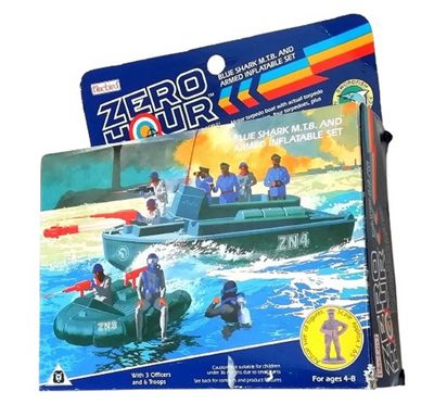 Bluebird Zero Hour ZN3 ZN4 Blue Shark M.T.B. & Armed Inflatable - Vintage 1989 Bluebird Toys