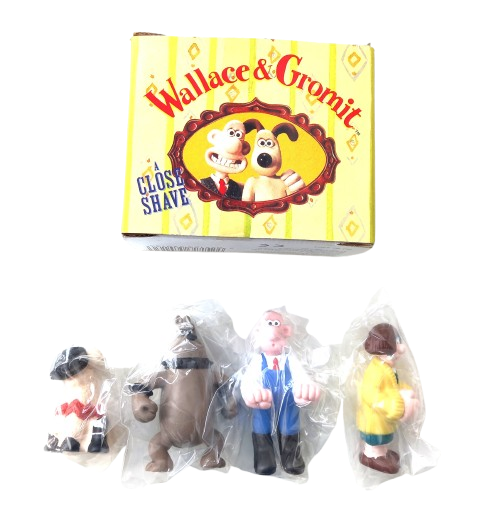 Wallace & Gromit - A CLOSE SHAVE 4 x Figure Box Set 1989 Vivid Imaginations Wallace & Gromit - A CLOSE SHAVE 4 x Figure Box Set 1989 Vivid Imaginations