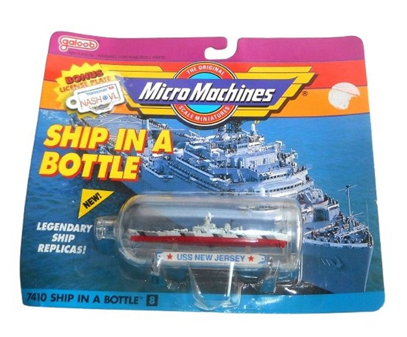Micro Machines Ship in a Bottle #7410 U.S.S. NEW JERSEY - Vintage 1998 Lewis Galoob