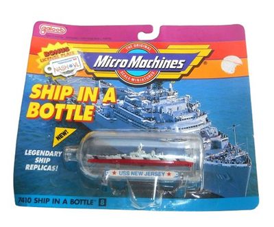 Micro Machines Ship in a Bottle #7410 U.S.S. NEW JERSEY - Vintage 1998 Lewis Galoob