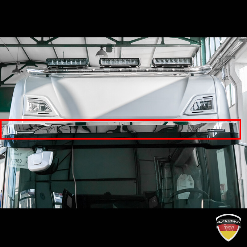 Edelstahlapplikation für Sonnenblende oben Scania S/R Edelstahlapplikation für Sonnenblende oben Scania S/R