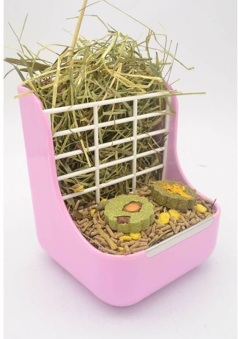 Hay and Food Feeder 2 in 1 Hay holder and Food Feeder Bowls Rabbit Guinea Pig and Other Small Animals 2 in 1
