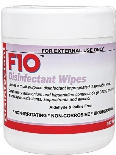 F10 Disinfectant Wipes 100's
