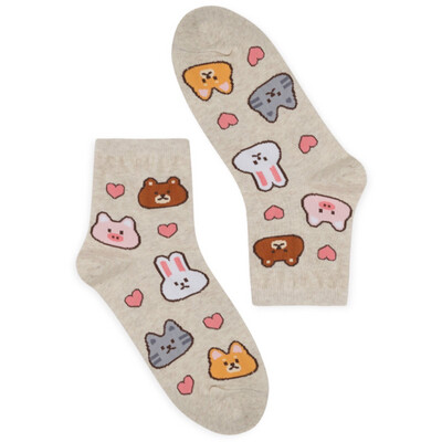 Cute Animal Medium Height Women Socks (Size 3-8)